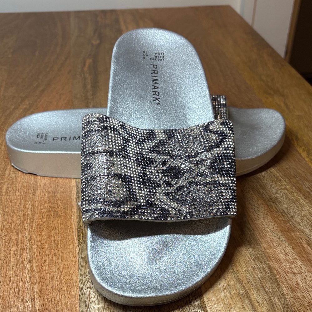 Primark Manmade Sparkly cheetah Print Slide Size 10